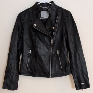 Soia & Kyo Black 100% Lamb Leather Moto Slim Fit Jacket - Size XS